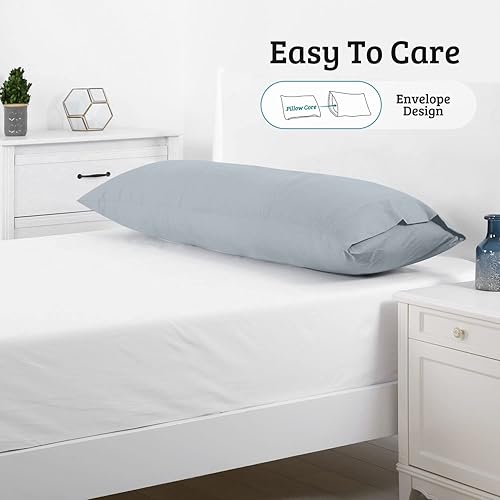 Miniatura 6 de YIYEA Juego de 2 fundas de almohada corporal, súper suaves de 1800 hilos de microfibra cepillada con cierre de sobre, resistente a las arrugas, la