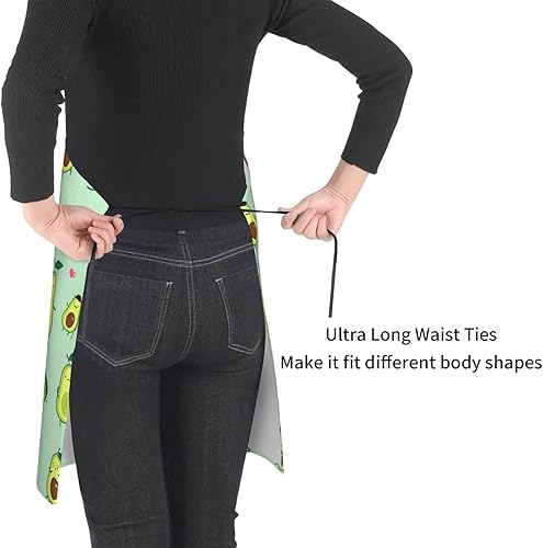 Miniatura 4 de SUNUAN Delantal de aguacate para mujeres y hombres con bolsillos, delantal de cocina, babero para cocinar, hornear, jardinería