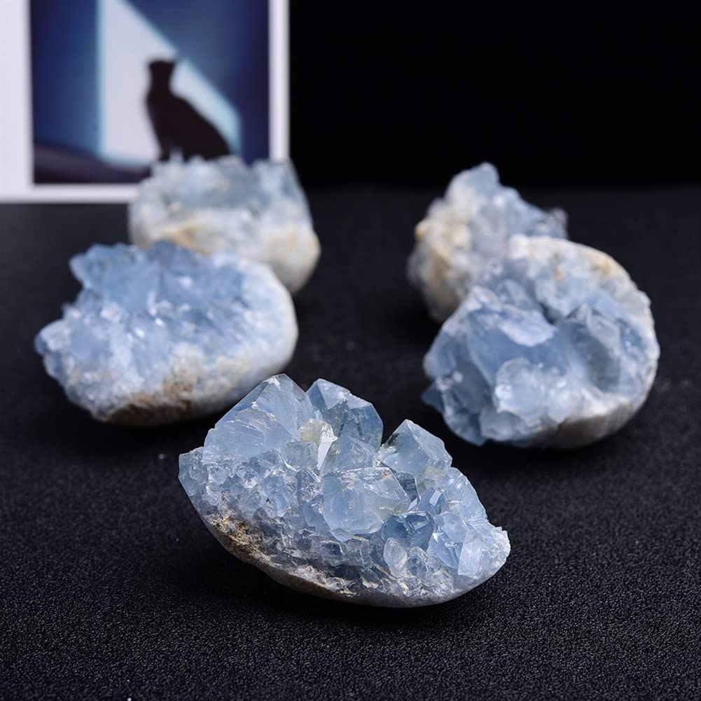 Decorazione di meditazione di guarigione di crista Gruppo di cristallo di Celestite blu naturale 100-300g Pietre di guarigione dei minerali for l'insegnamento Dream Home Decor .Decorazioni per la casa