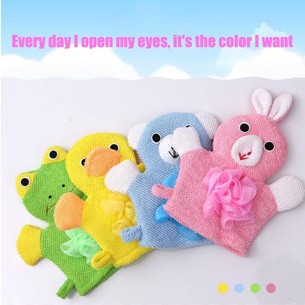 4Pcs Cute Baby Kids Bath Sponge, Mitt,Cartoon Exfoliating Gloves Baby Kids Shower Gloves Scrubbing Gloves Bath Mitts for Babies