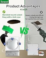 Vista 6 de zouzai Luz empotrable LED cuadrada de 4 pulgadas para cortes redondos, ultrafina 5CCT seleccionable y regulable con caja de conexiones, certificado