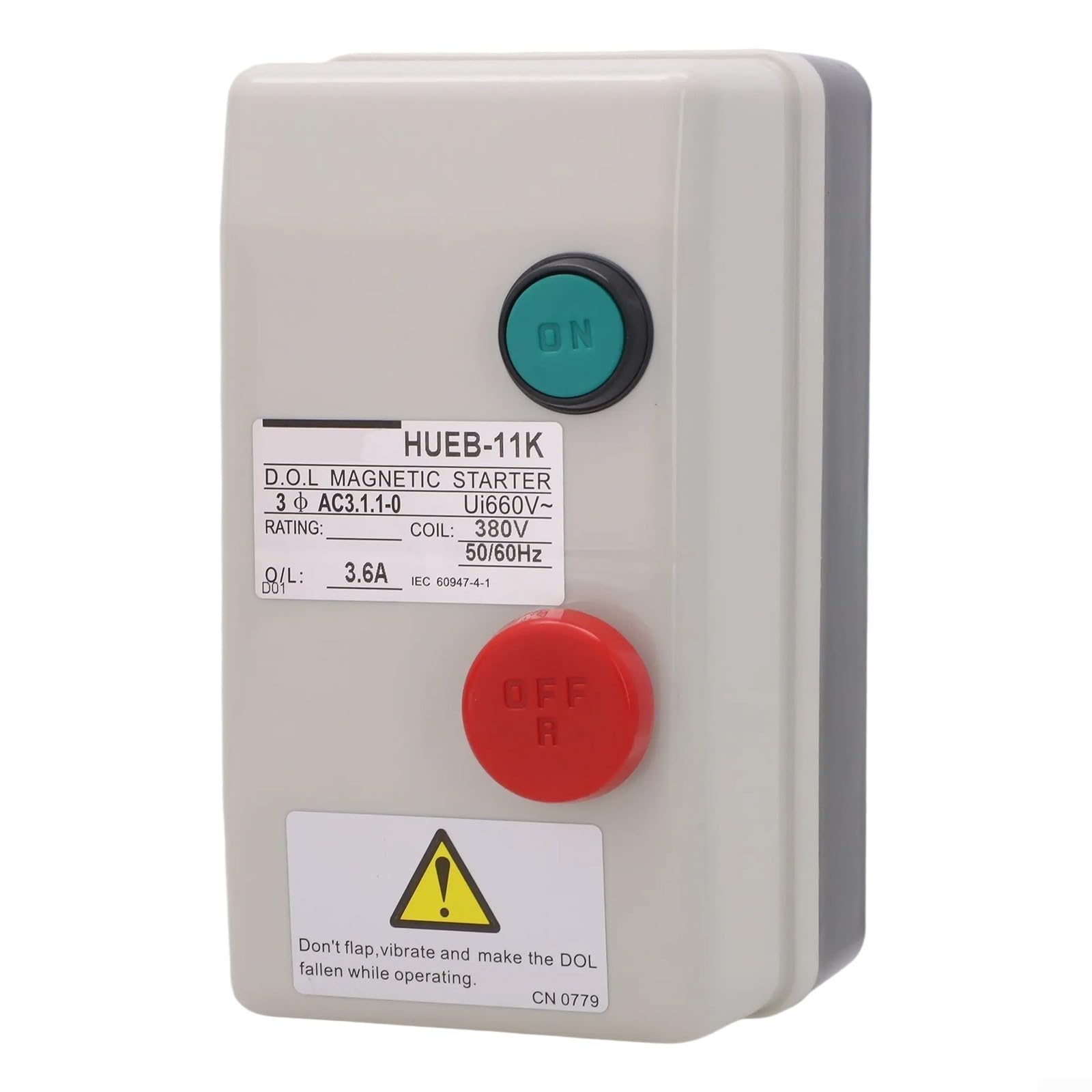 Démarreur de Moteur Électrique Triphasé 380V, Interrupteur de Démarrage avec Protection de Surcharge, Boîtier ABS IP55 pour Compresseur et Pompe à Eau(2.4-3.6A)