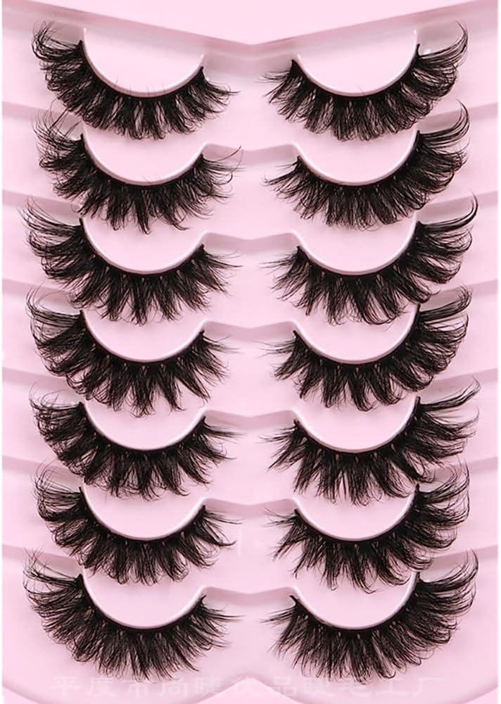 rzęsy rosyjskie rzęsy naturalne Wygląd rzęsy Fałszywe rzęsy Wispy D Curly Fluffy 3D Effect Cat Eye Miękkie fałszywe rzęsy Pakiet 7 par