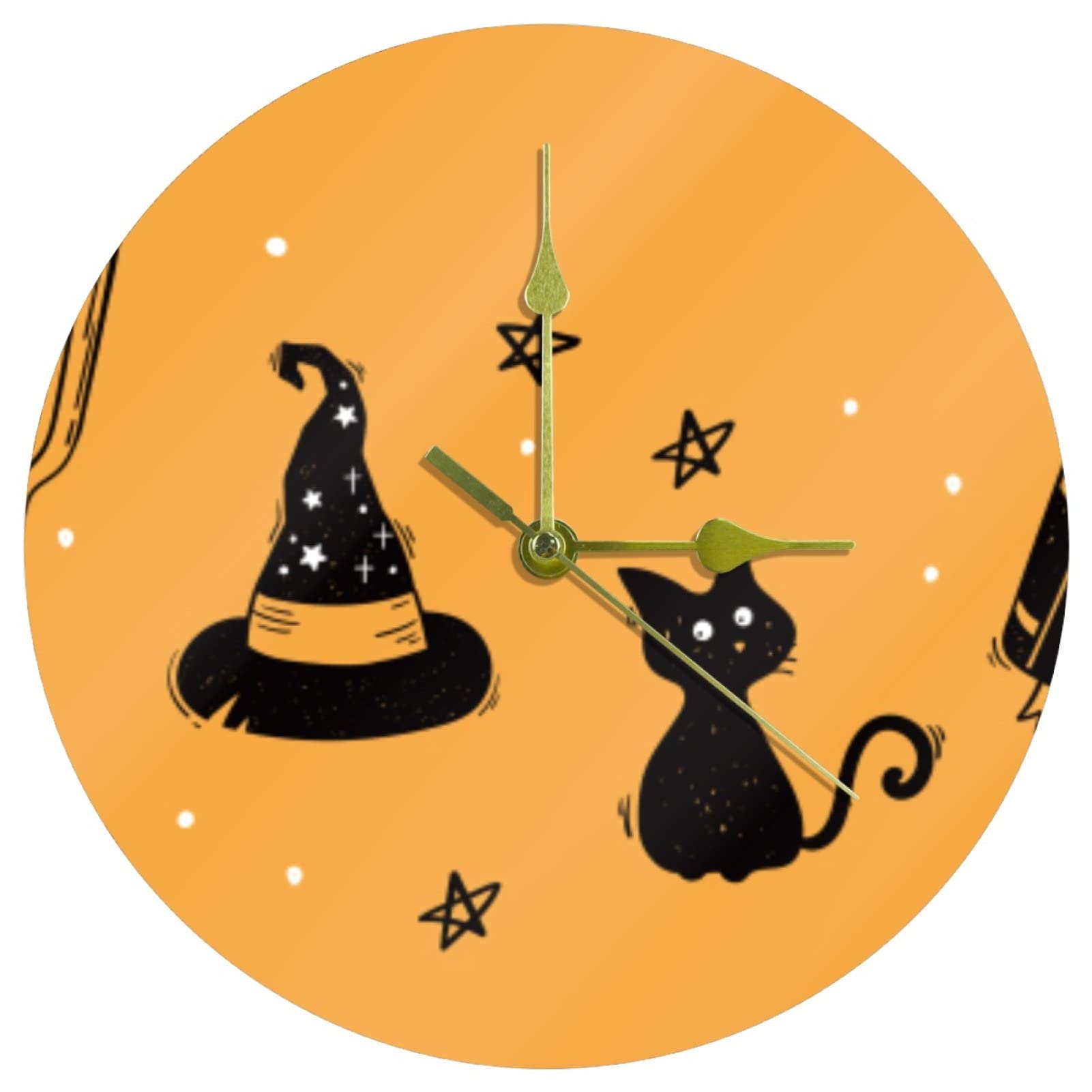 Horloge murale en acrylique bannières d'Halloween 24 cm pour salon