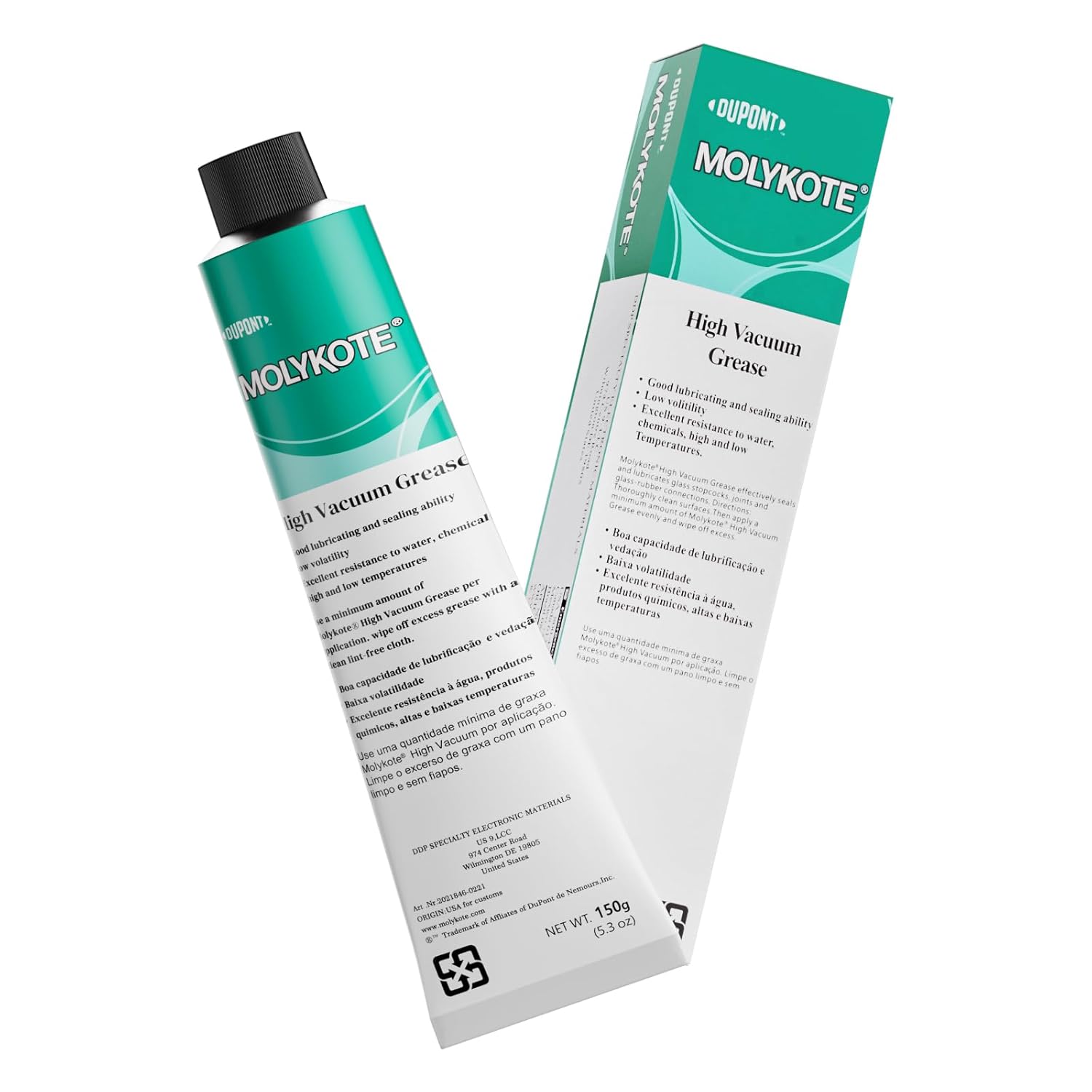 Molykote High Vacuum Grease 150g (5.3oz) Silicone Lubricant for Vacuum and Pressure Systems Rubber Elastomer Lubrication Valves Packings Seals O-Rings Water Chemical Resistance Wide Temperature