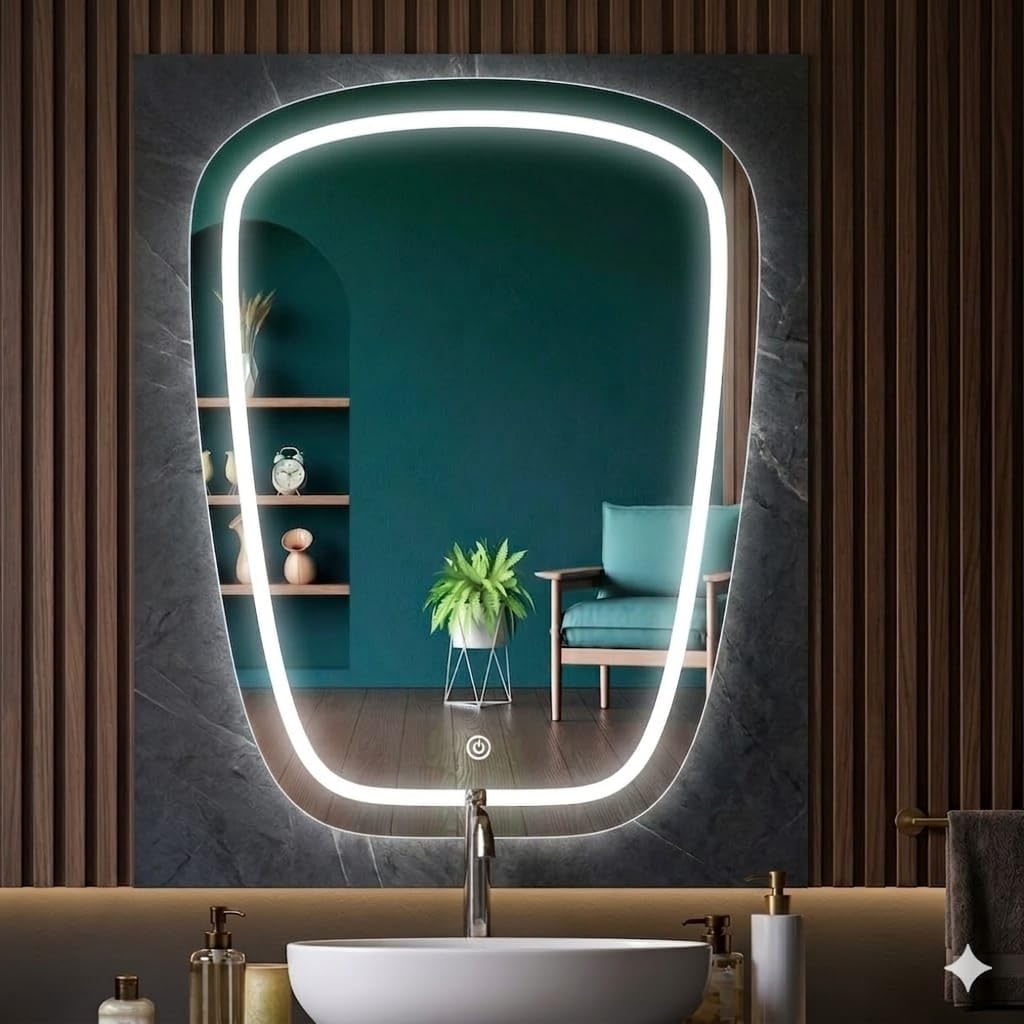 Led 24x30 Light Bathroom Mirror for Wall, Bedroom, Living Room, Makeup Room, 3 in 1 Color Light Wall Mirror (Warm, White & Natural)-image-8