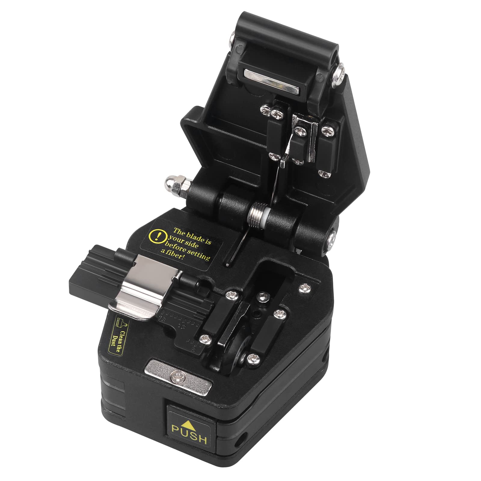 FTTH Optical Fiber Cleaver Fiber Optic Cleaver Cold Splicing Tool Cutting Machine 3 in 1 Function Metal Optical Fiber Cutter Tungsten Steel Sheet, 1pc Black