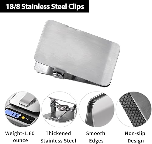 Miniatura 2 de Clips para bolsas de chips de acero inoxidable, clip grande y resistente para oficina, cocina, escuela, ideal para papel, alimentos, fotos,