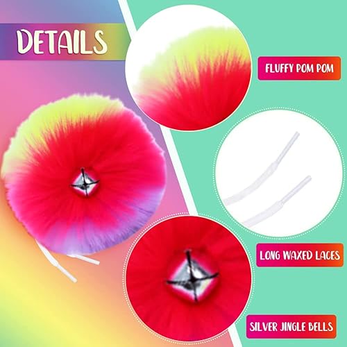 Miniatura 3 de 2 pompones para patinaje sobre ruedas para mujeres y niñas, de princesa, para patinaje sobre hielo, bolas de pompón con cascabeles peludos para