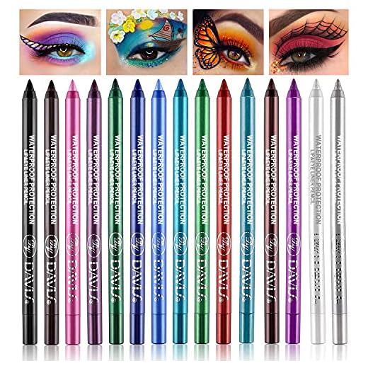 15 Colorful Eyeliner Pen Set, Eye Shadow Pencil, Pearl Eyeliner Kit Metallic Eyeliner Pencil Glitter Eyeliner for Women Eye&Lip Liner Professional Colorful Eyeliner Eye Color Eye Makeup Set(15PCS)
