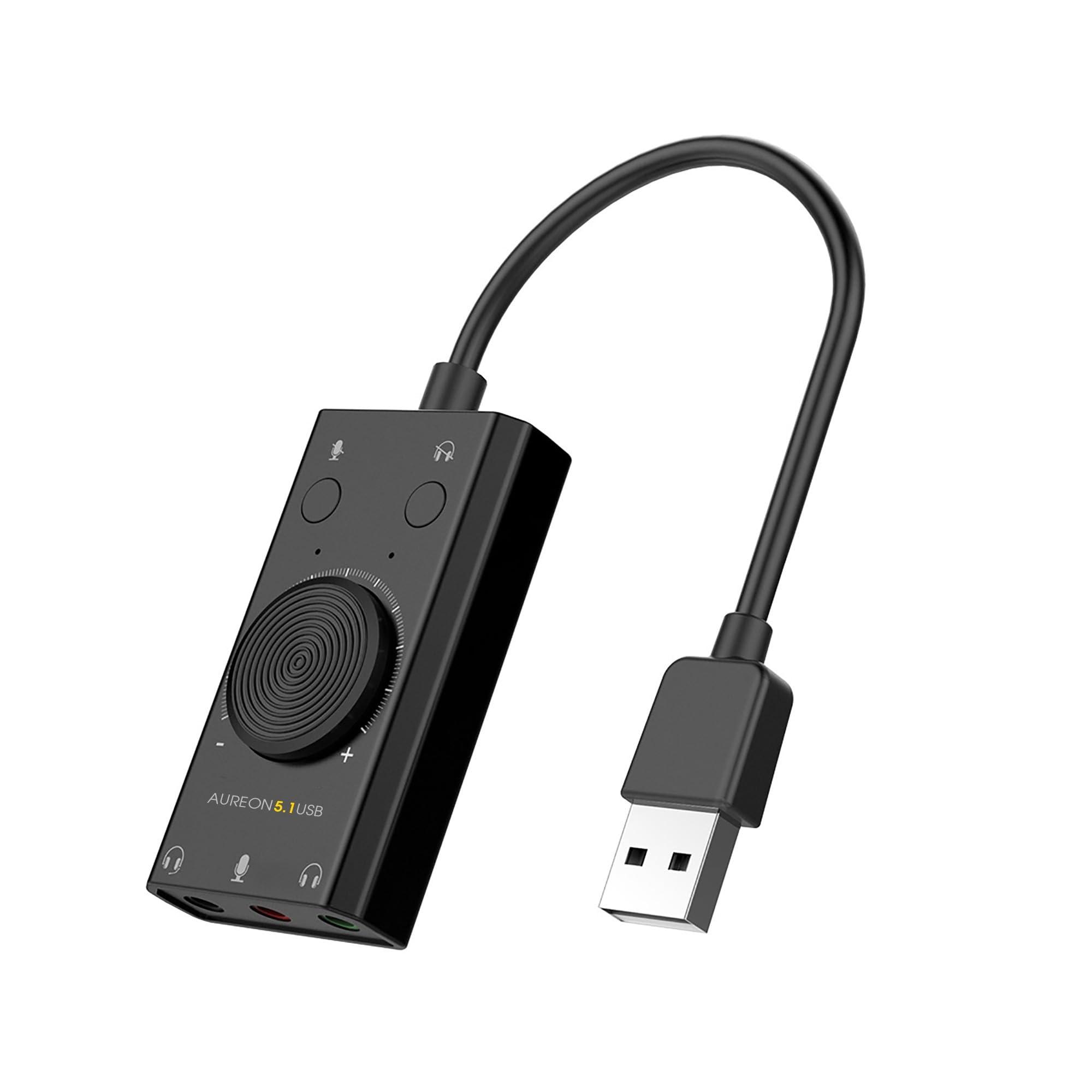 TerraTec AUREON - Tarjeta de Sonido Externa USB 5.1 2 en 1 USB estéreo con Control de Volumen y Control de Volumen, Plug & Play para PC, portátil, Tableta, MacBook