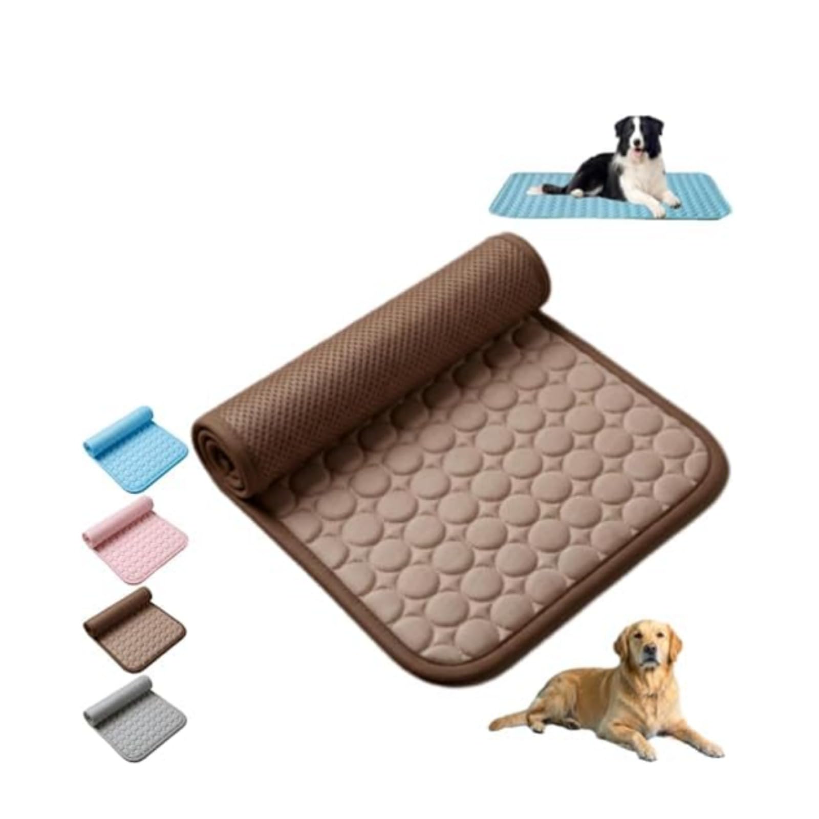 millionshare Mr Fluffy Friend Pet Cooling Mat, self-cooling ice silk pad for dogs and cats, washable for summer (Brown,XXL-145X100)