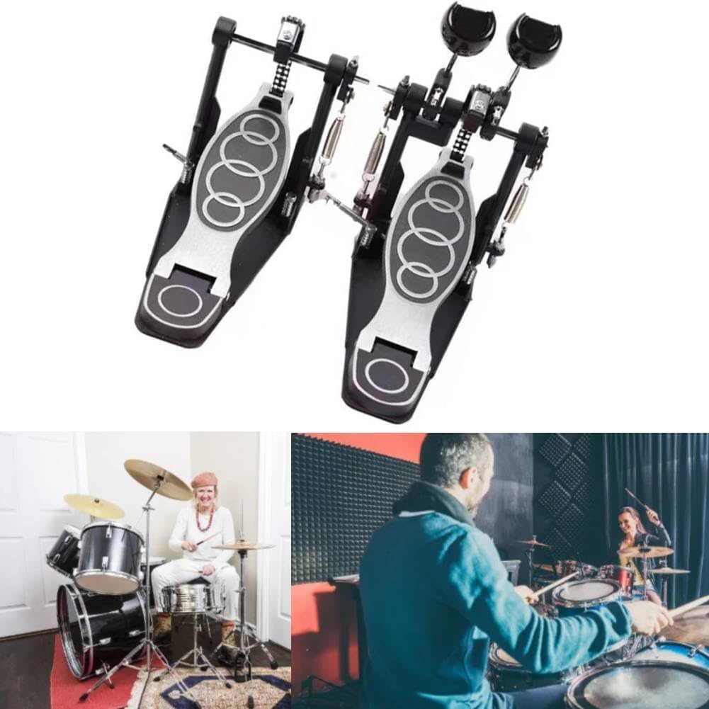 Pedal de tambor doble rendimiento estable duradero para bateristas de aluminio de zinc