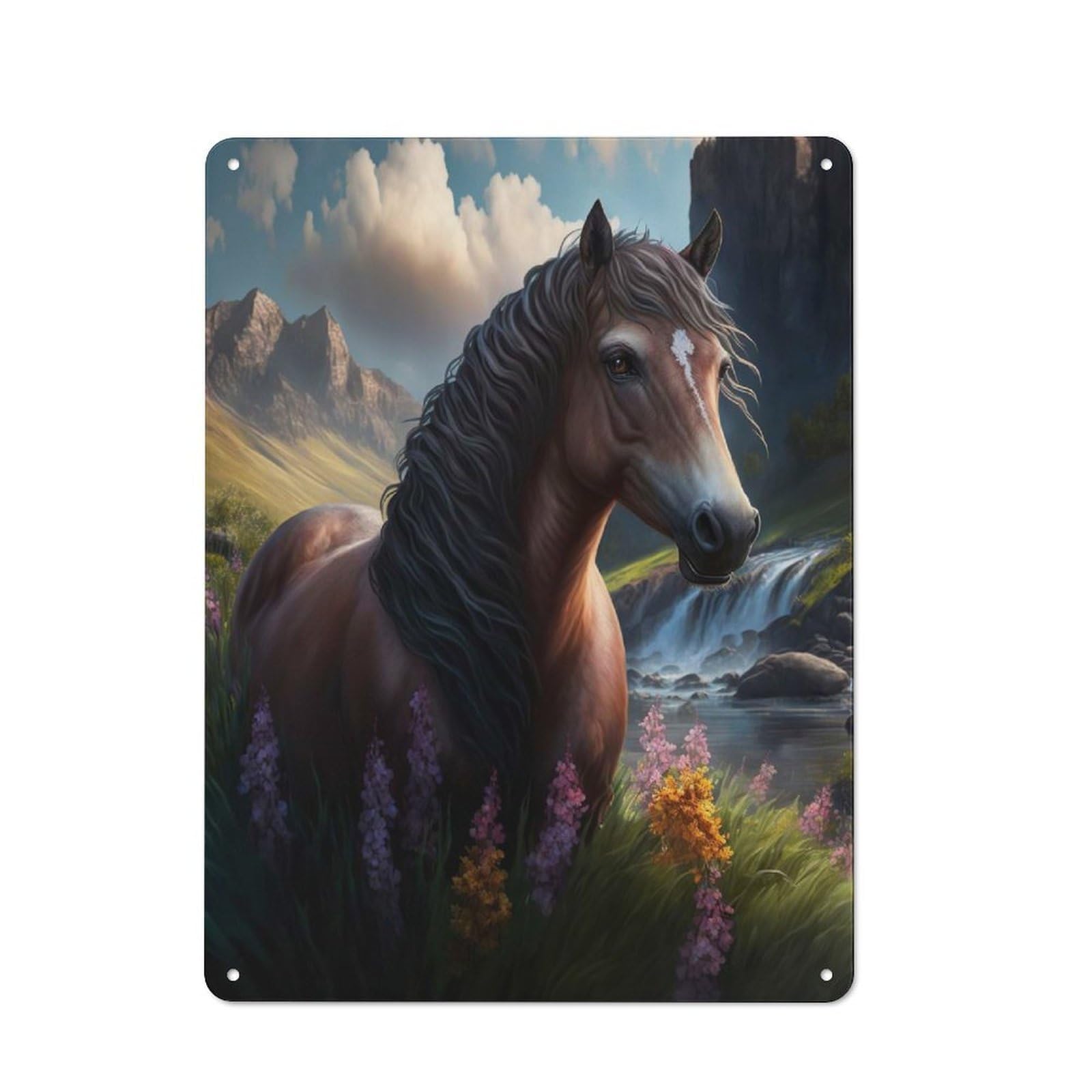 Junmoney Horse In Nature Shop Front Style Bistro Metal Sign 40X30cm, Cafe Wall Decor For Tea Room, Shop Wall Or Breakfast Area