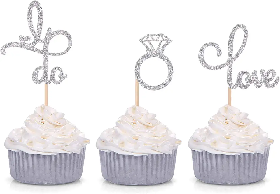 Set of 24 Silver Glitter Love Diamond Ring...