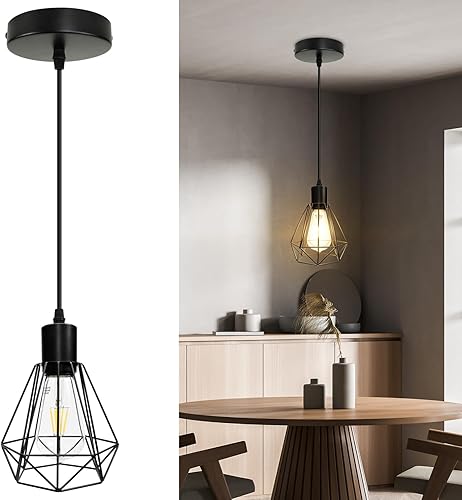 Miniatura 1 de Luces colgantes negras para isla de cocina, iluminación colgante de metal E26, lámparas modernas con cable de 3.9 ft para entrada, comedor, pasillo,