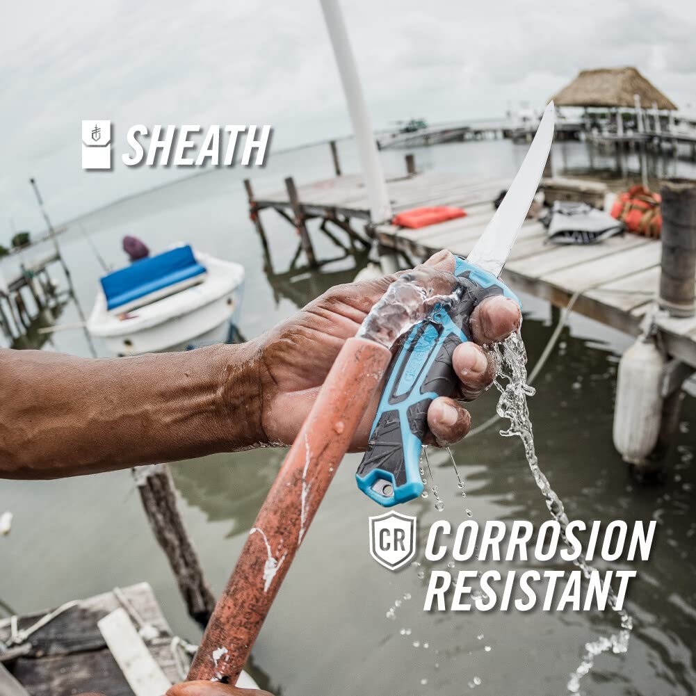 Gerber Cuchillo de pesca con funda y piedra de afilar, Controller 8", Longitud de la hoja: 21 cm, 31-003558
