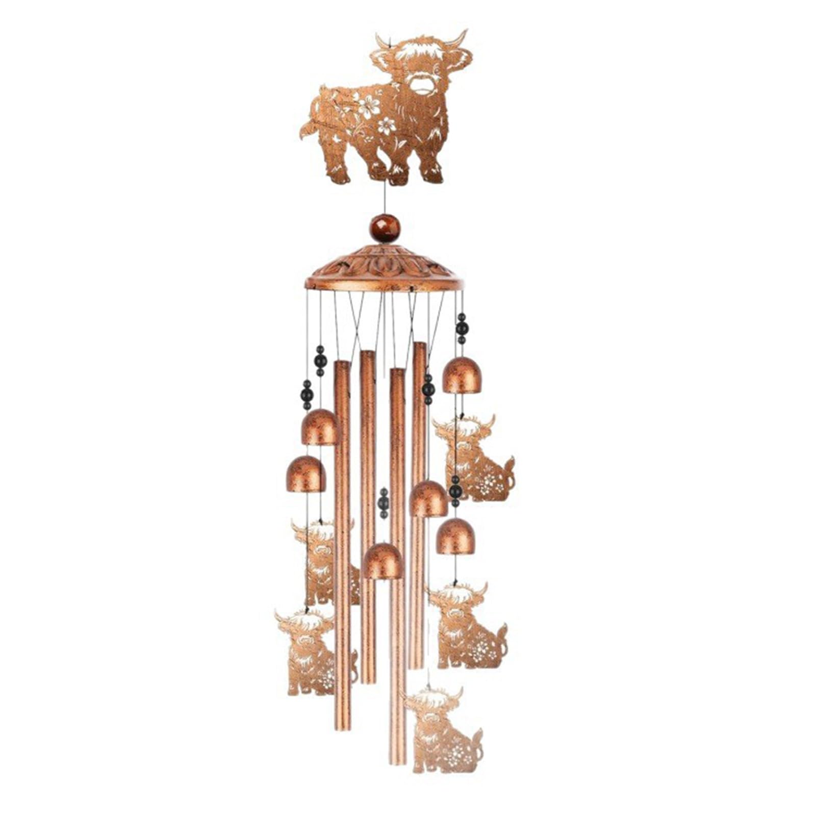 Highlands Cow Wind Chimes Birthday Cow Lover Metal Windchime for Outdoor Lawns Porch Garden Patio Yard Decors Metal Wind Chimes for Outside Outdoor