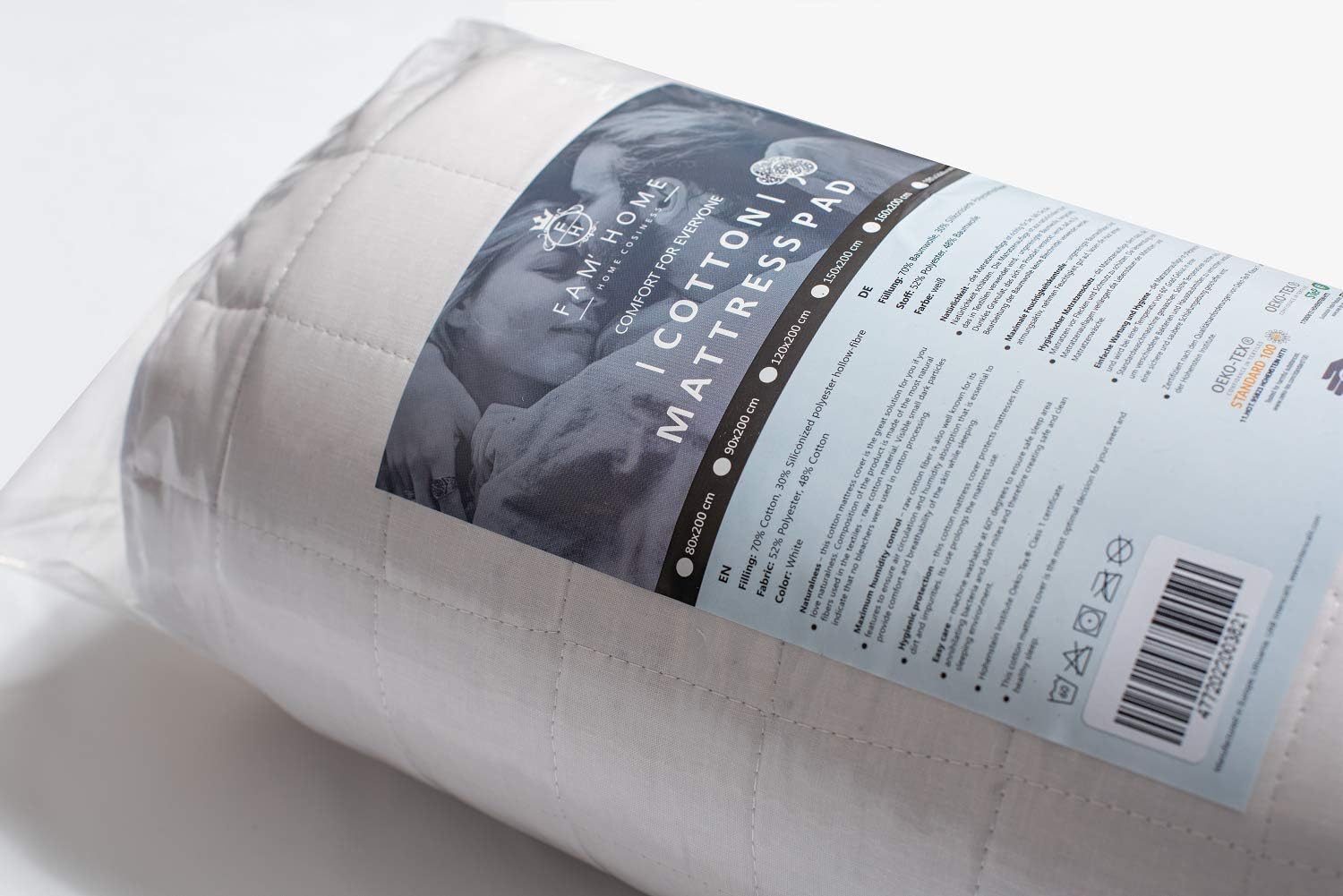 FAM Home Cotton Touch Protector de Colchon 90x200 con 4 Esquinas Elásticas I Transpirable, Hipoalergénico, Anti-bacteriano, Anti-acaros I Para Cama Adultos y de Niños