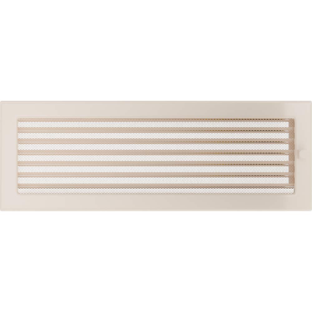 KRATKI Ventilation Grille Fireplace Grille 17 cm x 49 cm Cream with Blinds, 17 x 49 cm