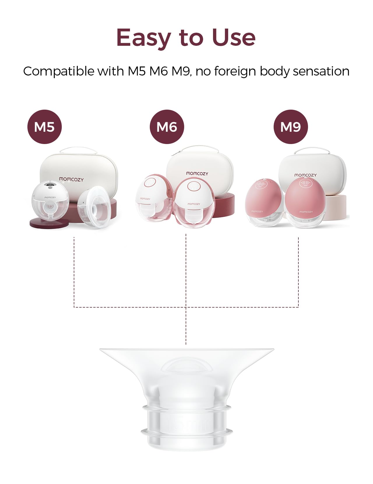 Momcozy Insert de bride 15 mm amélioré compatible avec momcozy M5/M6/M9. Accessoires de rechange d'origine pour tire-lait M5/M6/M9, 1 pièce (15 mm)