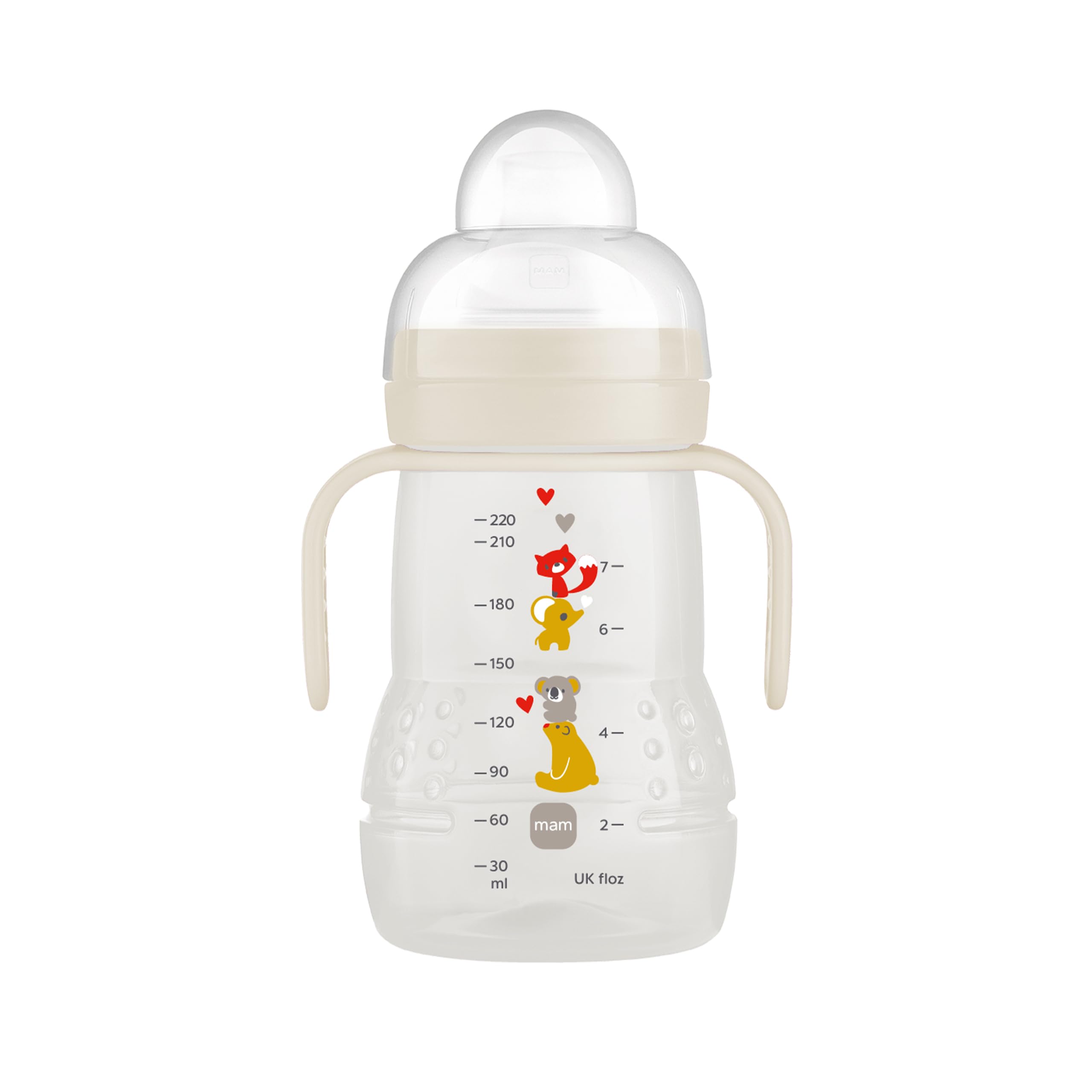 Trainer+ (220 ml), Drinking Bottle for Transition to a Cup, Drinking Cup with drip-Free Teat, Drinking spout and Handle, 4+ Months, Koala