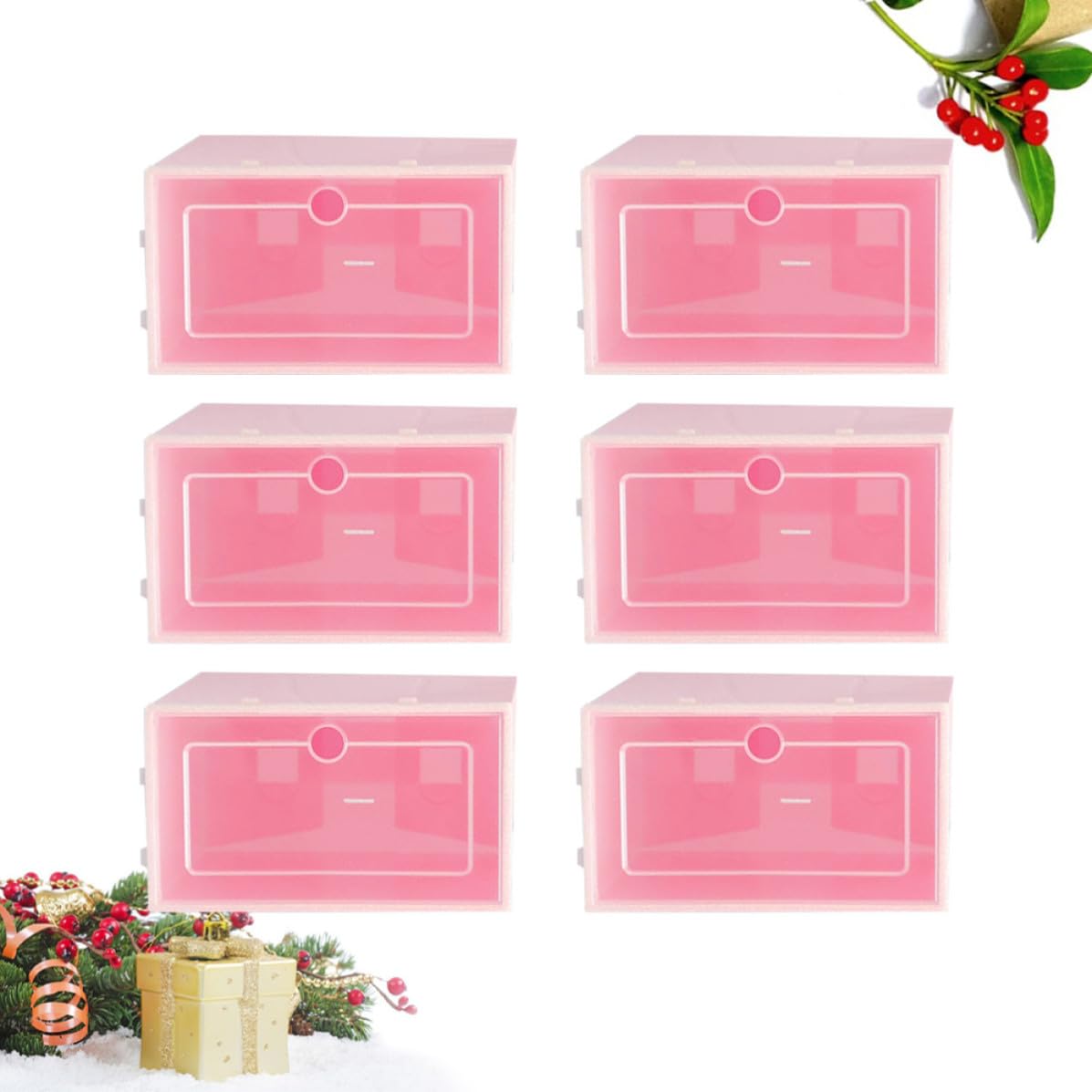 Caja de Zapatos Apilable Transparente Contenedor para Guardar Zapatos de PP con Diseño Grueso, Puerta Transparente, 6 Piezas para Organizar Zapatos en Zapateros y Entrada
