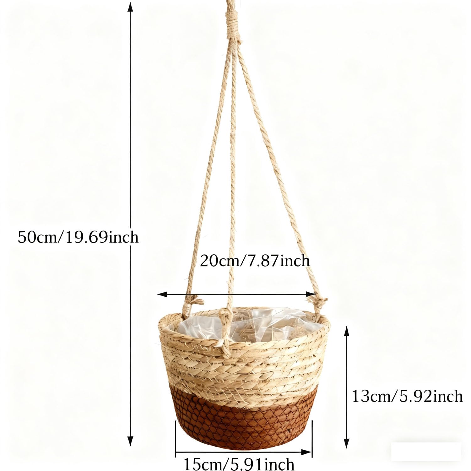 Pot De Fleurs Tissé Panier, Suspendu Panier Tissé, Panier Suspendu de Plantes, Plante Suspendu Paniers de Fleurs, pour Plantes, Intérieure ou Extérieure (Café)