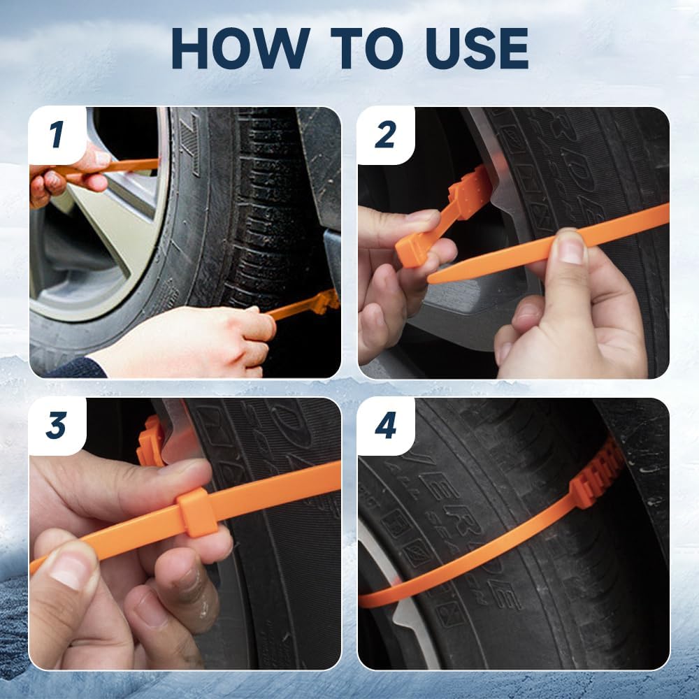 Anti Snow Chains, Snow Tire Chains, Reusable Anti-skid Snow Chains, Portable Pickup Truck and SUV Chains, Winter Tire Wheel Chains, Emergency Anti-skid Plastic Ties for Muddy Winter Roads (50PCS)