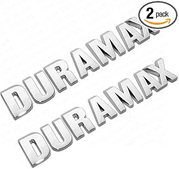 2Pc Silverado Duramax Hood Letter Logo Emblem Badge Adhesive Nameplate Replacement for 1500 2500 3500 Chrome