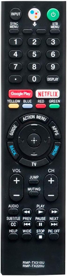 Replacement Remote For Sony Bravia TV - RMF-TX600U Compatible With XBR/KD/XR Series