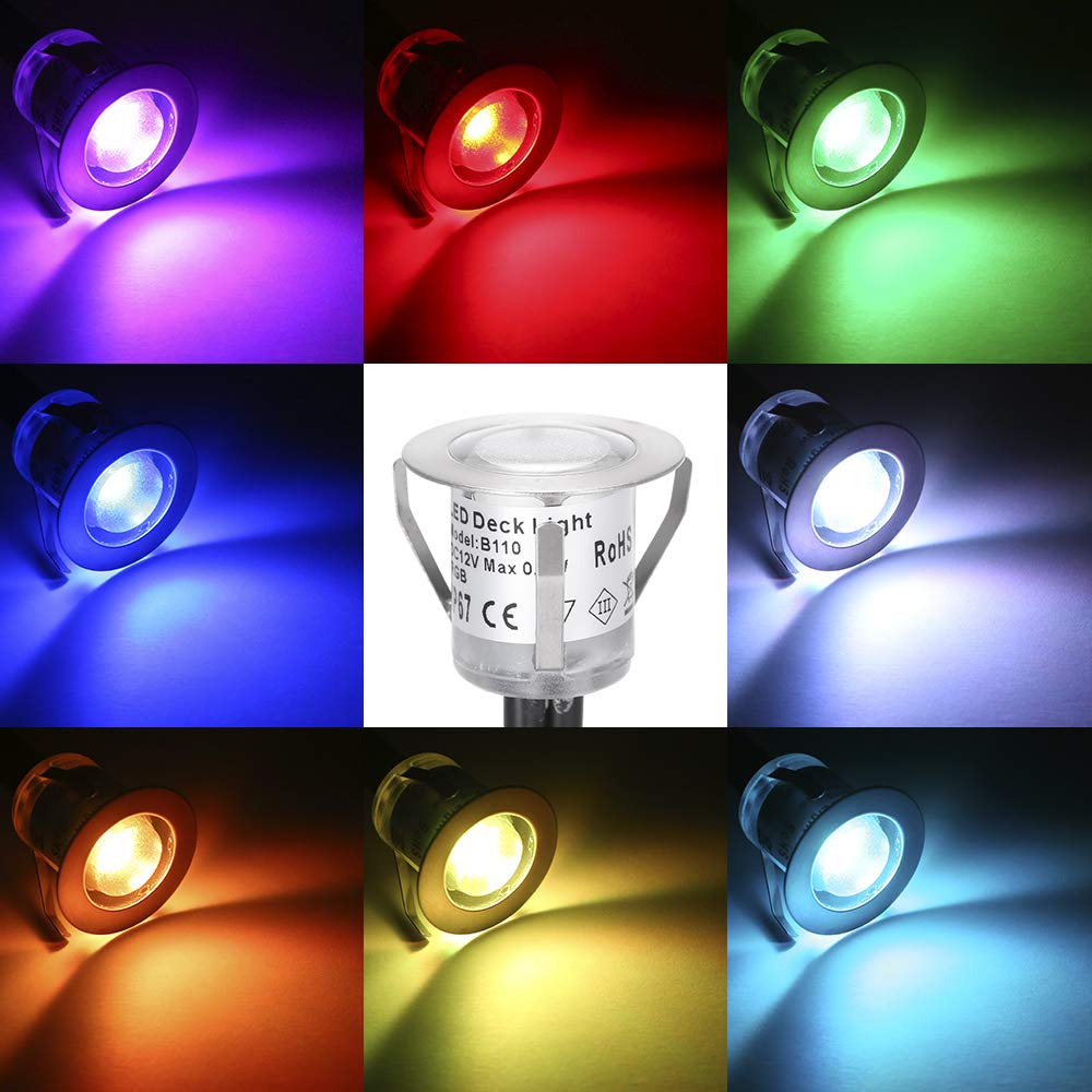 Faretti Incasso,Lixada 10PCS Luci di Coperta LED con Telecomando 500LM Lampada da Incasso a Terra 16 Colori RGBW 4 Modalità di Illuminazione Regolabile IP67 Impermeabile