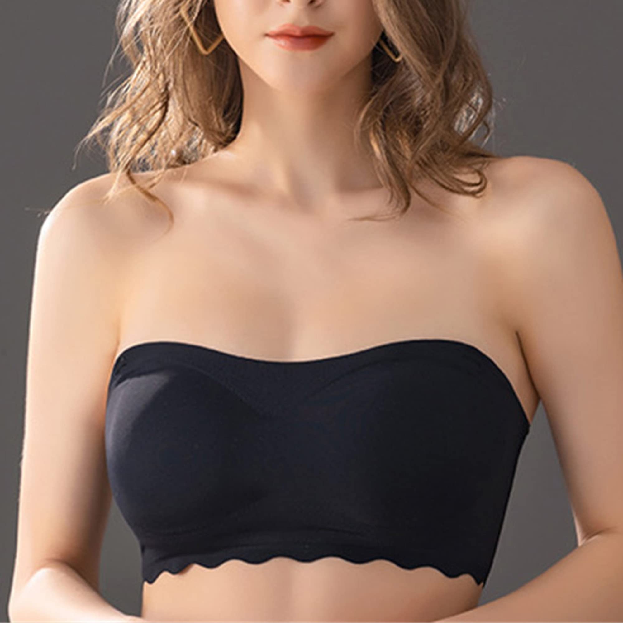 Biancheria intima da donna senza cuciture, senza spalline, copertura completa, comfort senza tracce, senza schiuma, taglie forti (nero, 5 pezzi, 5XL)