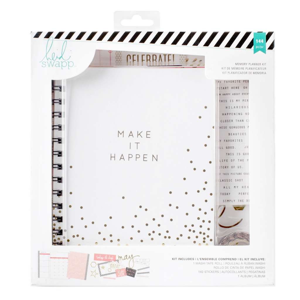 American Crafts Heidi Swapp Make It Happen Memory Planner Kit 1 X Album 1 X Washi Tape Roll 142 X Stickers Beige-image-27