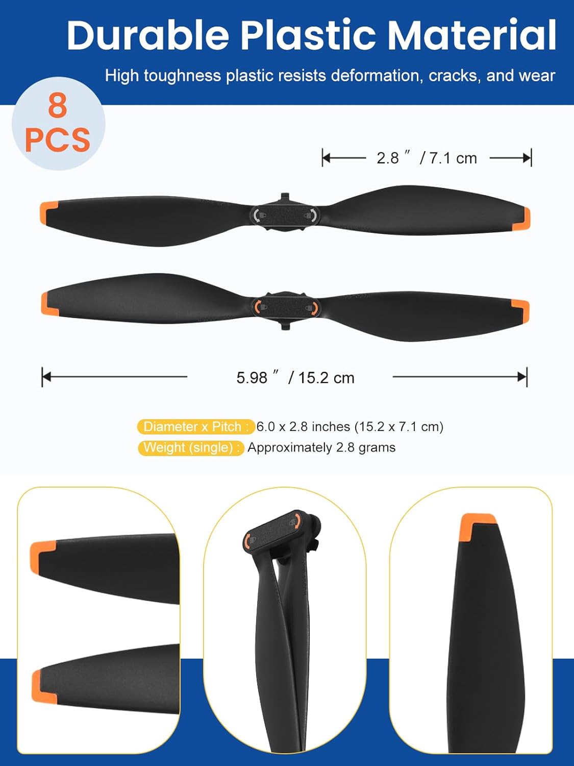 8Pcs Propellers Compatible with DJI Mini 5 Pro Accessories – Plastic Replacement Propeller Blades, Lightweight Quiet Low-Noise Design, Durable Flexible Drone Spare Parts