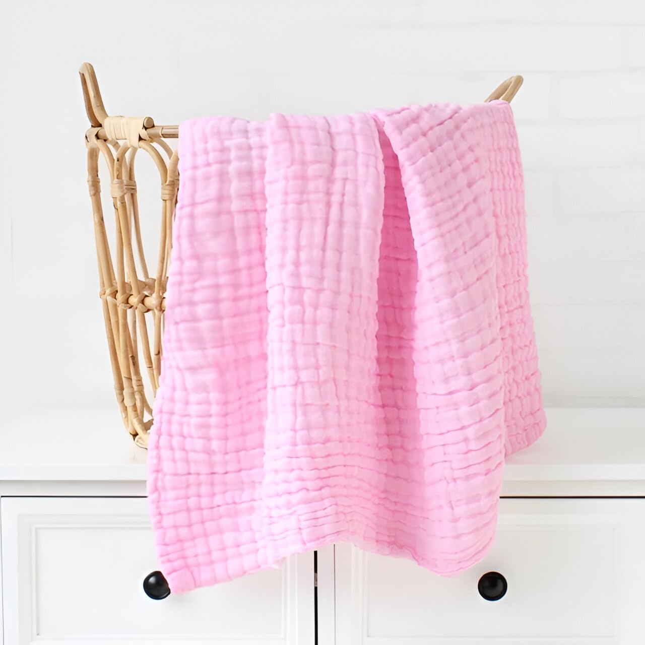 JUST GOODS Organic 100% Cotton Muslin Baby Bath Towel - Super Absorbent, Extra Soft, Eco-Friendly, Multi-Use for Newborns, Infants, Kids Boys & Girls - 105x105 CM (Pink)-picture-15