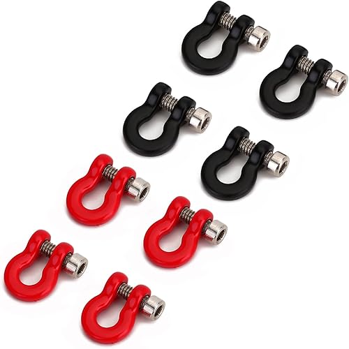 Miniatura 2 de INJORA Gancho de remolque de anillo en D de parachoques de metal, 4 piezas, mini gancho de remolque para 1/24 RC Crawler Car Axial SCX24, piezas de