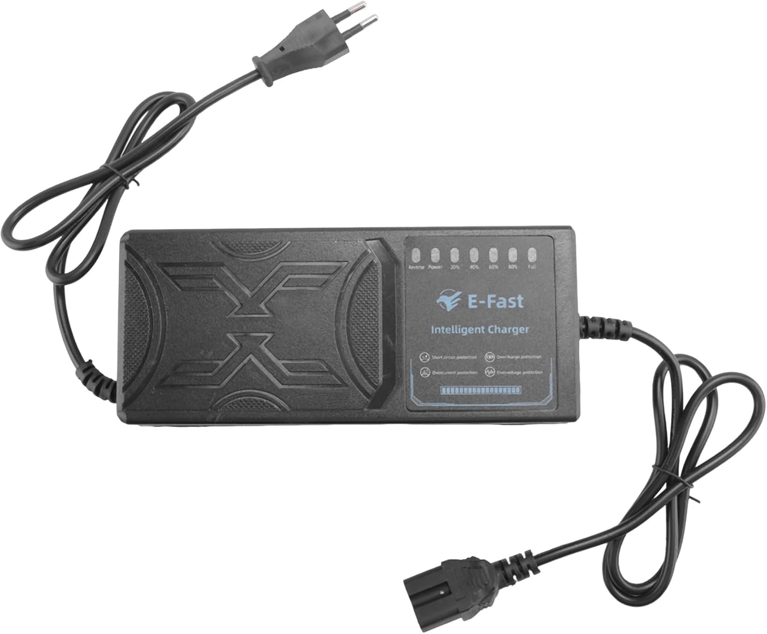 Cargador de vehículo eléctrico de 60V 20Ah, pantalla de 7 luces, pantalla de alimentación, protección contra fugas de corriente/pulso completo, enchufe de la UE