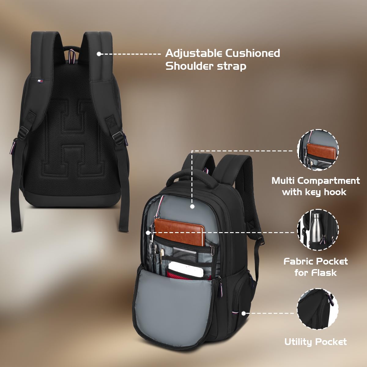 Tommy Hilfiger Laptop Backpack - Black -6