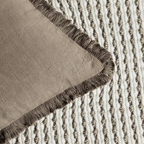 Image of Foindtower Decorative 12x20 Inch, 1PC, Cozy Boho Farmhouse Cushion Cover with Tassel Linen Fringe Lumber Throw Pillow Covers Soft Accent Pillowcase for Sofa Bed Living Room Home Decor, Light Brown