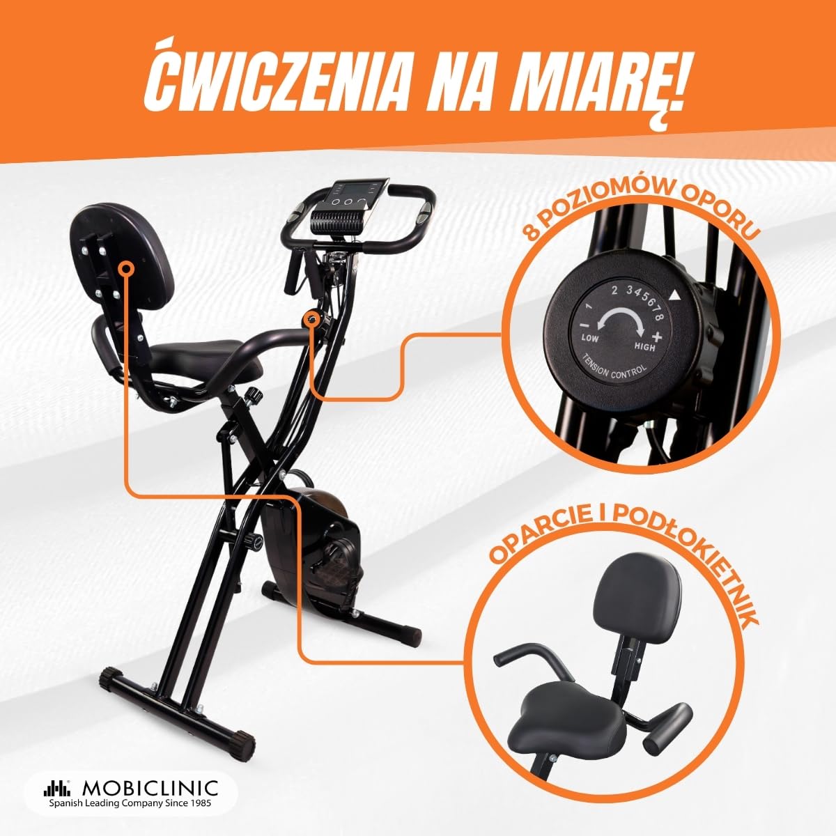 Składany rower treningowy| 8 regulowanych oporów| Ekran LCD| Regulowane siodełko w 4 pozycjach | EVEREST | Mobiclinic