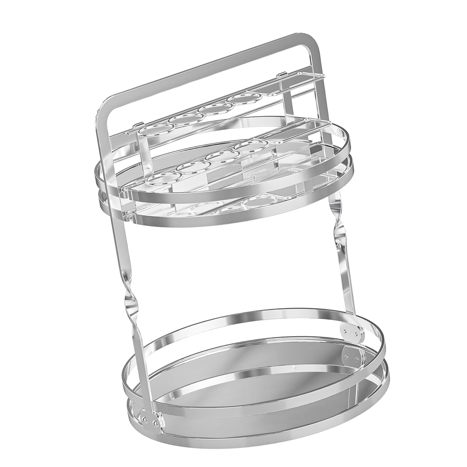 NMFLAB Revolving Cosmetic Holder with Two Compartments and Visible Brush Stand for Dresser Table Quick Assembly Makeup Stand