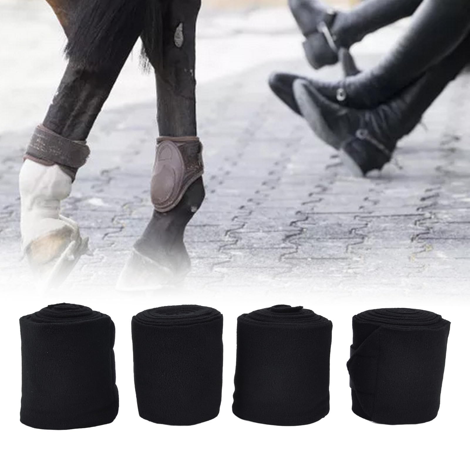 Atyhao Vendas para Caballos Vendas para Piernas, Vendas Estables Vendas para Piernas Ecuestres para Caballos Vendas para Botas de Piernas de Caballo para Caballo Perro Vaca Gato (Negro)