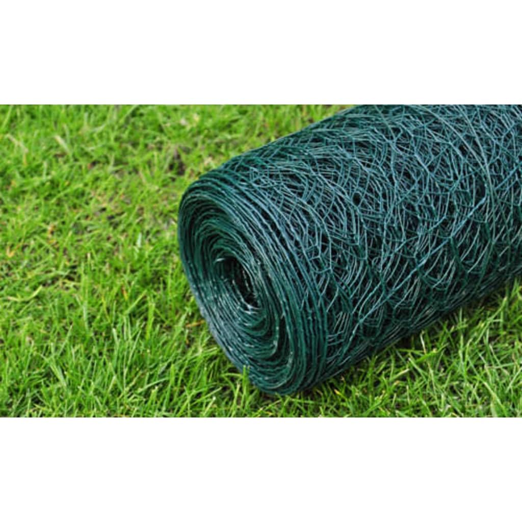 Rouleau de grillage pour poulailler - 25 m - En acier revêtu de PVC - Hexagonal - Pour clôture de jardin - Utilisation extérieure pour chiens, plantes et volailles