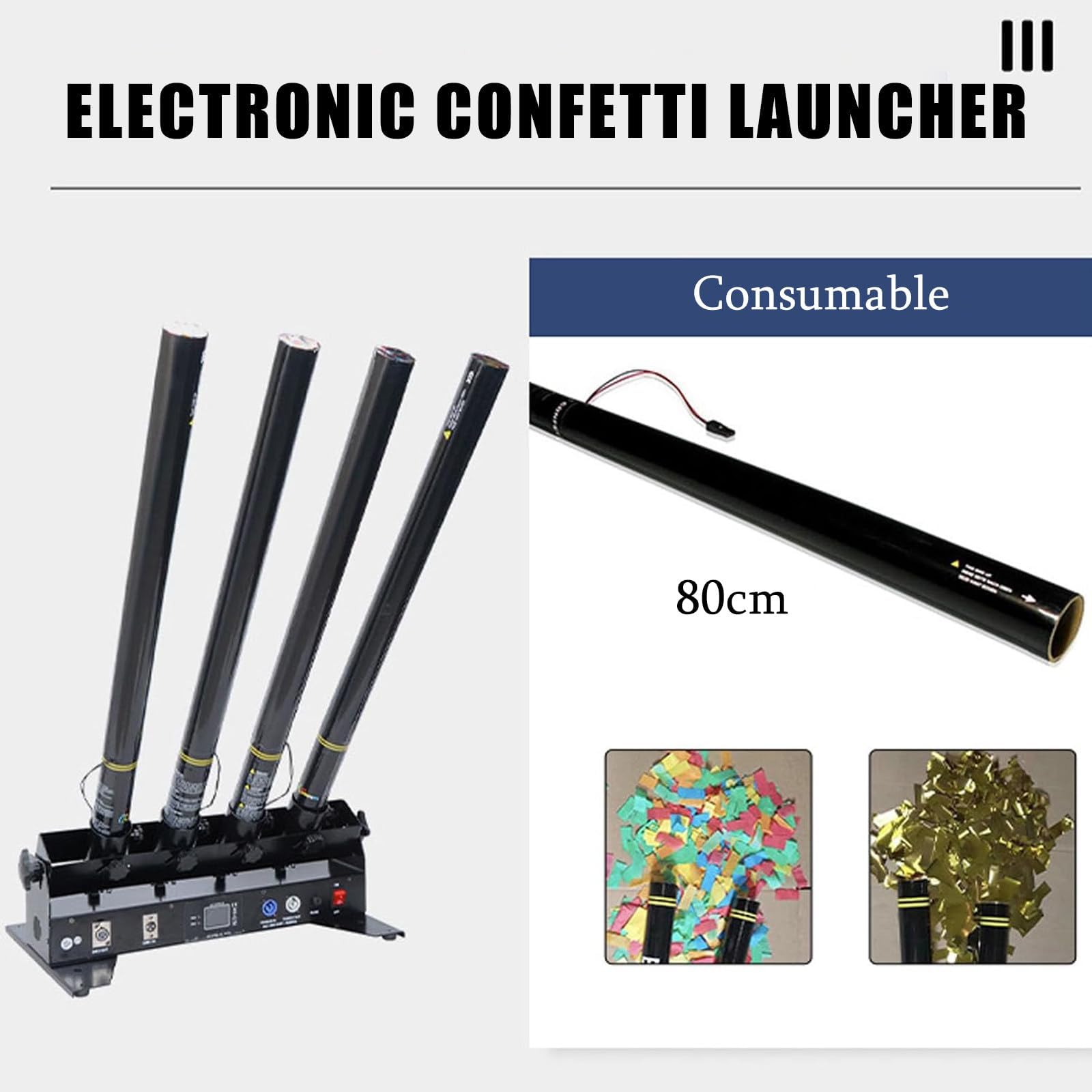Bezprzewodowe działo konfetti DMX 512 – elektryczna wyrzutnia do efektów scenicznych, ślubnych i imprezowych z pilotem zdalnego sterowania