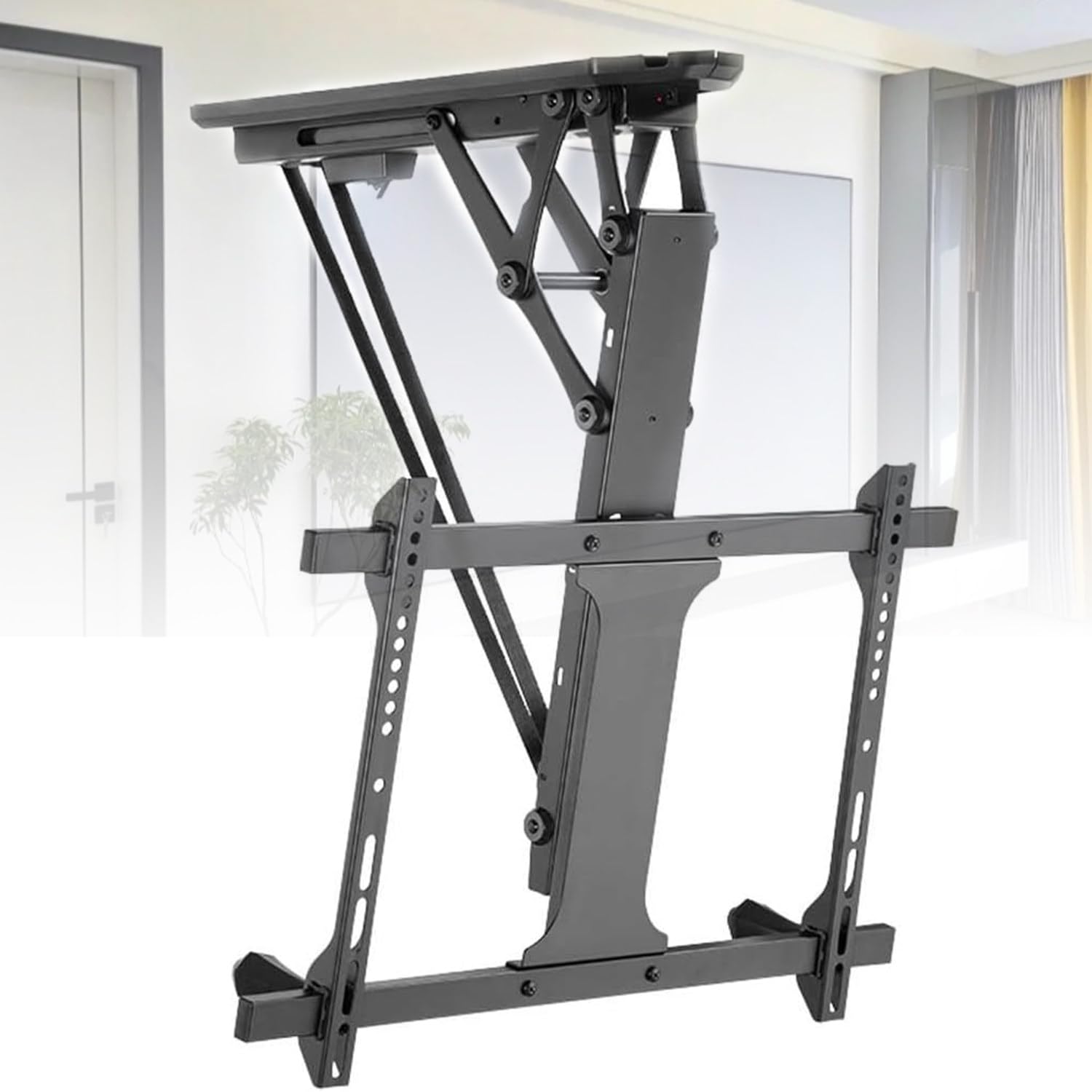 Soporte de techo motorizado para TV, soporte de elevación oculto eléctrico abatible, amplia inclinación de 0 a 85°, se adapta a televisores de 50 a 90 pulgadas VESA de 250 a 600 mm