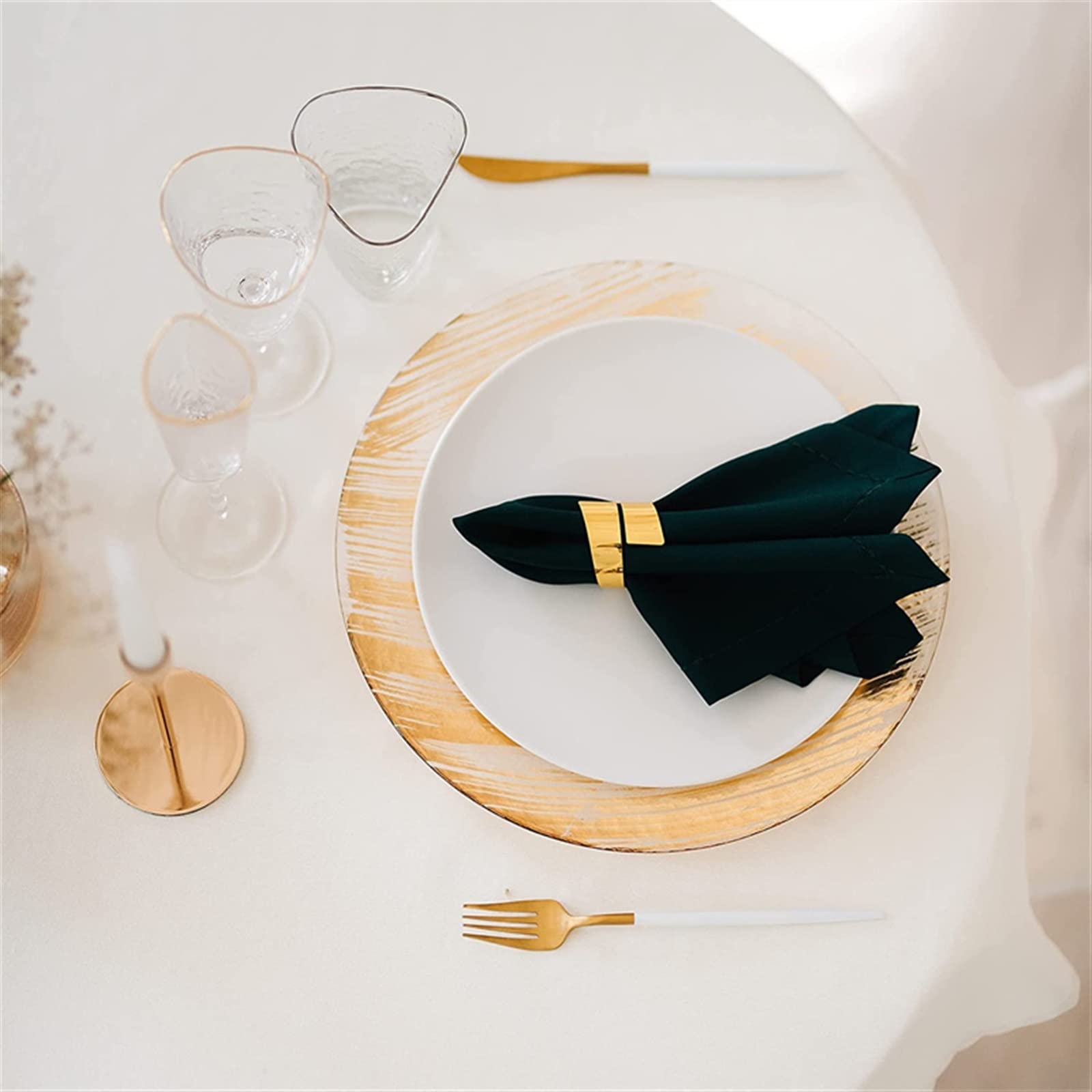 Set di 12 portatovaglioli in metallo dorato per decorazione della tavola nuziale, eleganti portatovaglioli per feste ed eventi