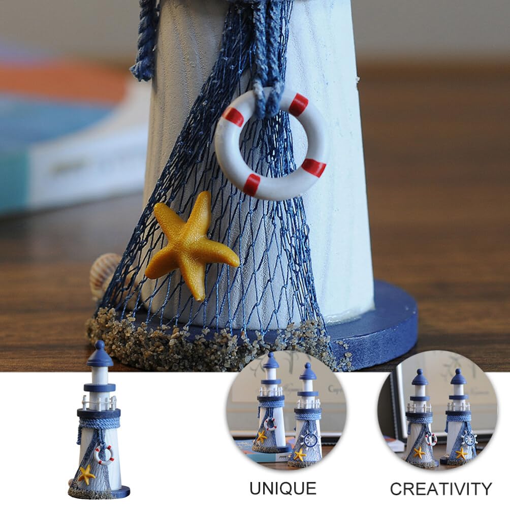 Ciieeo Wooden Lighthouse Ornaments - 19Cm Nautical Decor for Home Kids Room or Office Beautifully Crafted Marine Style - Image 3