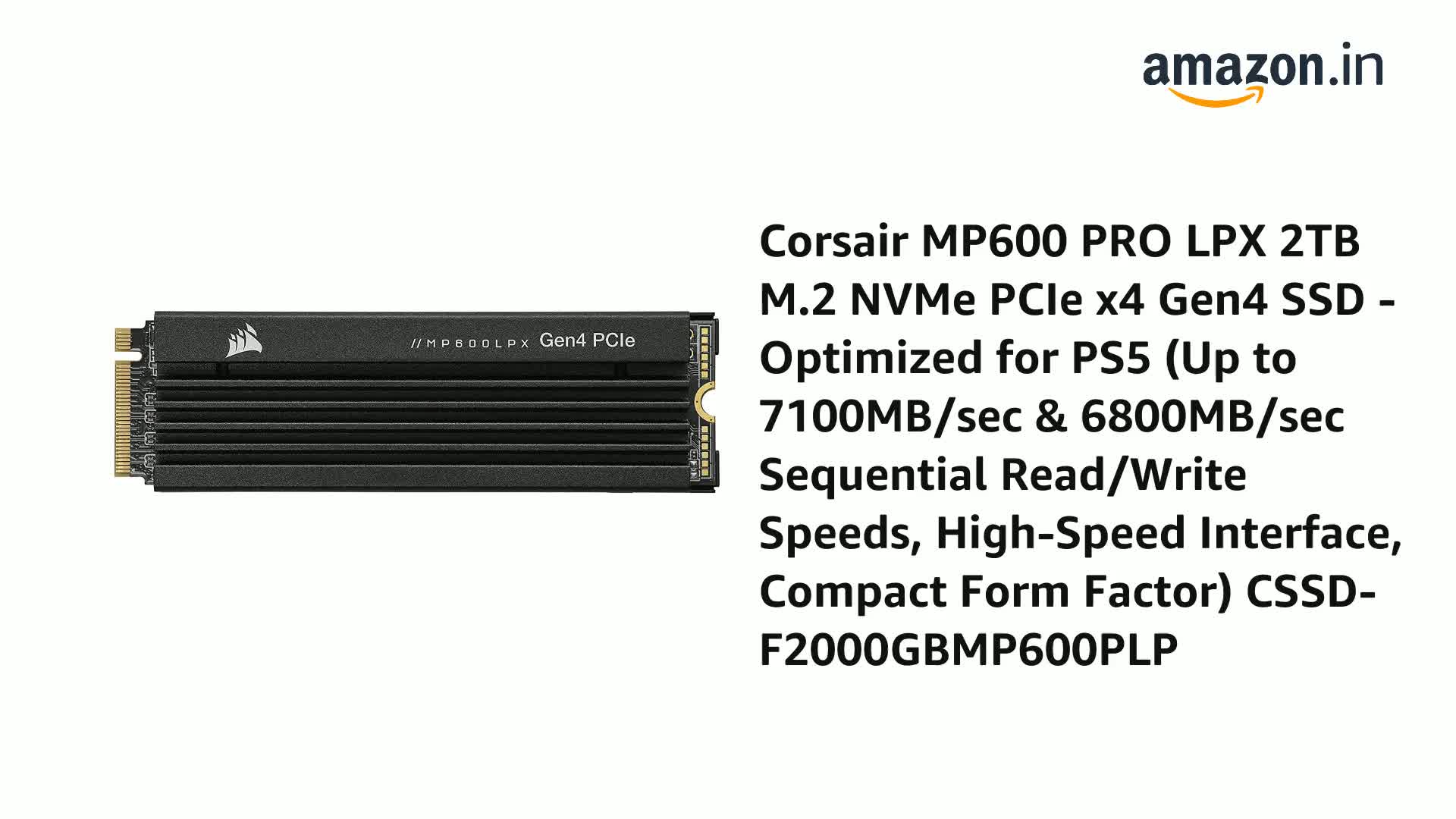 Corsair MP600 PRO LPX 2TB M.2 NVMe PCIe x4 Gen4 SSD