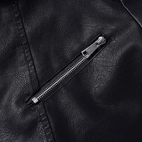 Mens Jacket Fleece-Lined Leather Lapel Fall Winter Windbreaker Warm Coat - image 7